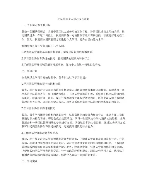 团队管理个人学习成长计划
