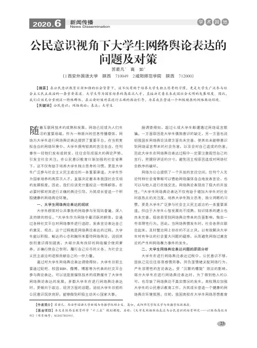 公民意识视角下大学生网络舆论表达的问题及对策