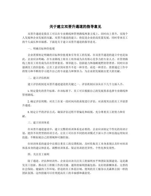 关于建立双晋升通道的指导意见