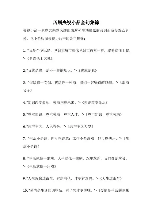 历届央视小品金句集锦