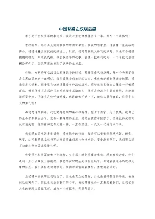中国脊梁左权观后感