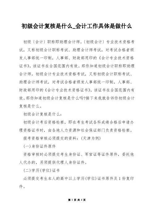 初级会计复核是什么_会计工作具体是做什么