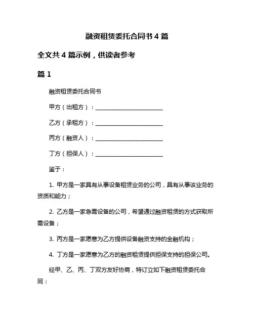 融资租赁委托合同书4篇