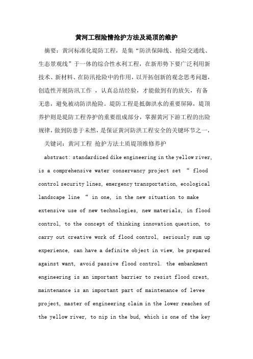 黄河工程险情抢护方法及堤顶的维护