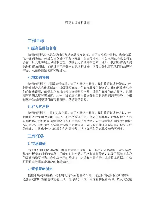 微商的目标和计划