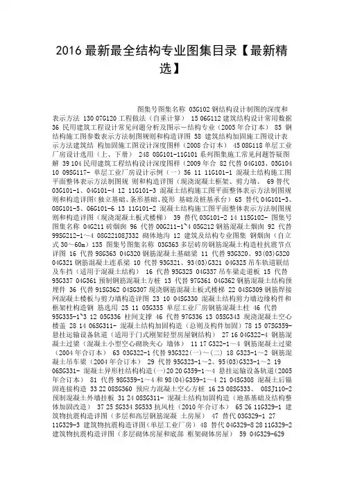 2016最新最全结构专业图集目录【最新精选】.doc