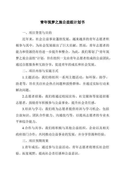 青年筑梦之旅公益组计划书