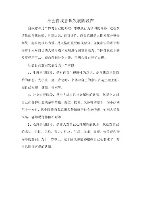 社会自我意识发展阶段在