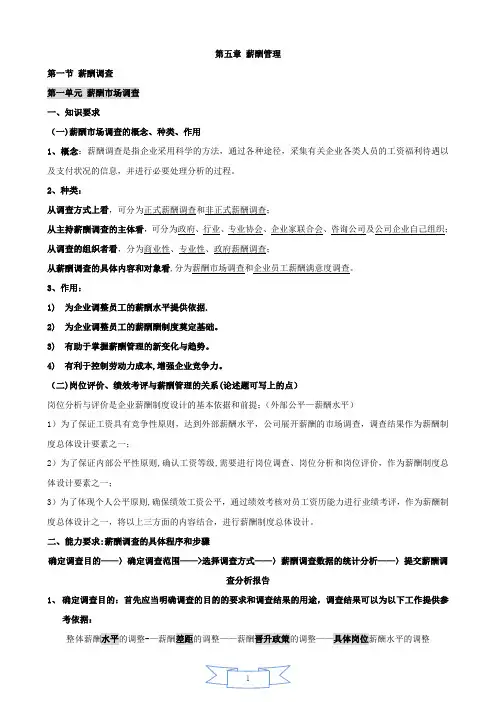 薪酬管理-知识点(整理)