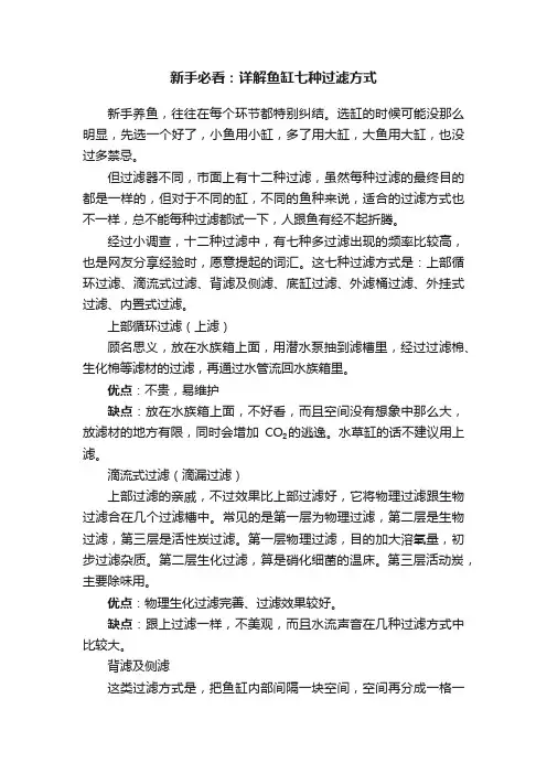 新手必看：详解鱼缸七种过滤方式