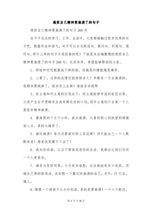 感觉自己精神要崩溃了的句子