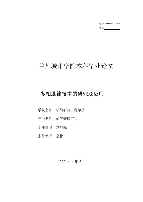 多相混输技术的研究及其应用