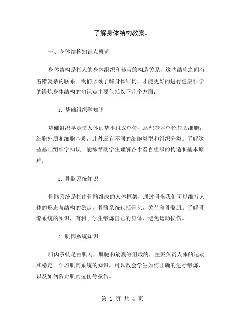了解身体结构教案