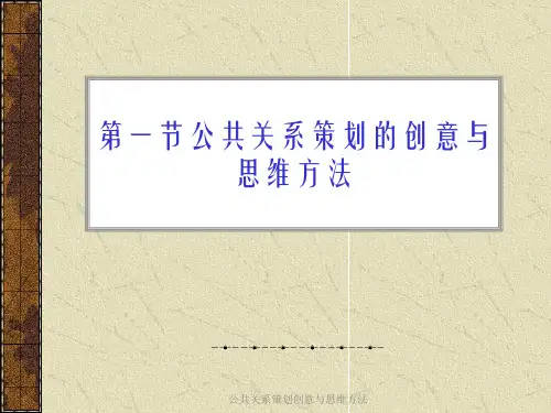 公共关系策划创意与思维方法课件