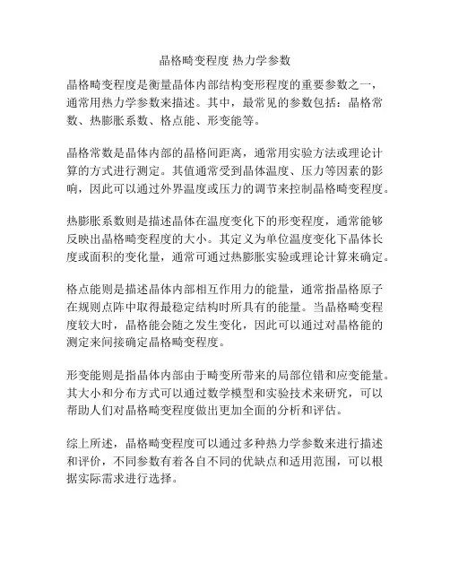 晶格畸变程度 热力学参数
