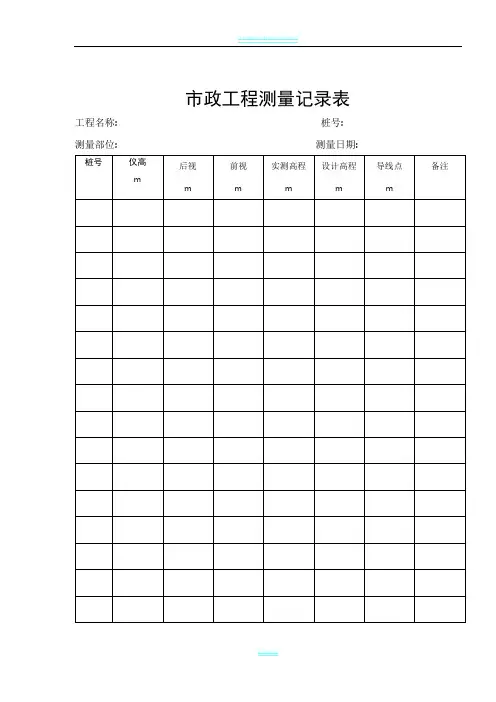 市政工程测量记录表