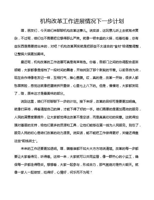 机构改革工作进展情况下一步计划