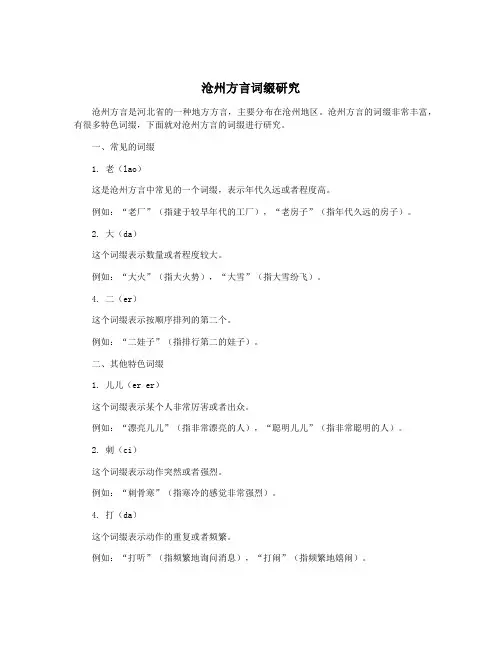 沧州方言词缀研究