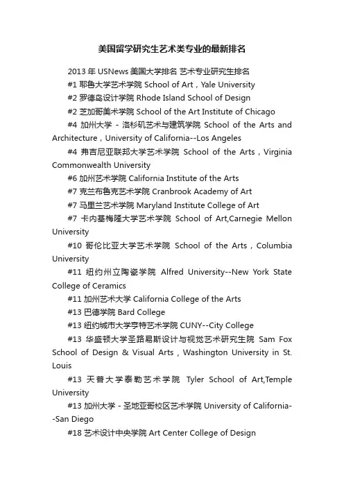 美国留学研究生艺术类专业的最新排名