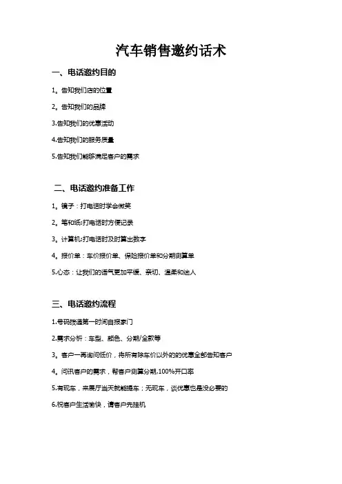 汽车销售邀约话术【范本模板】