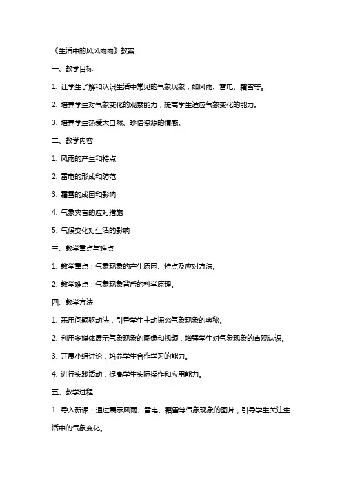 《生活中的风风雨雨》教案