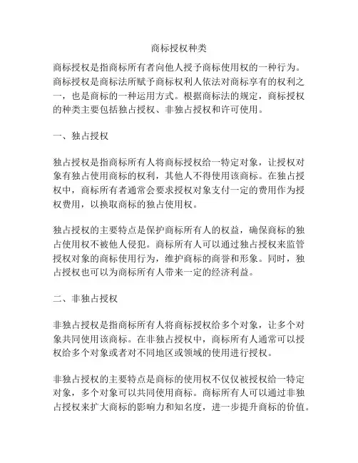 商标授权种类