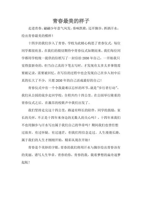 青春最美的样子 作文200字