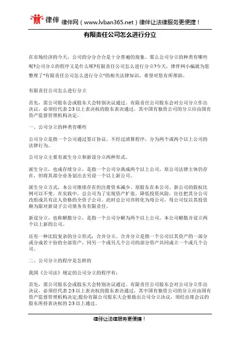 有限责任公司怎么进行分立