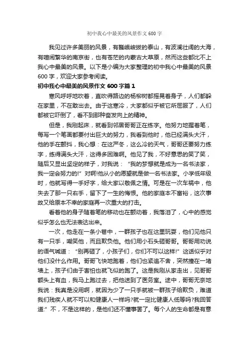 初中我心中最美的风景作文600字_写景作文_