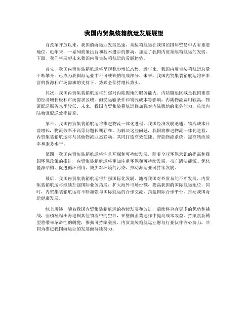 我国内贸集装箱航运发展展望