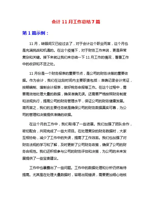 会计11月工作总结7篇