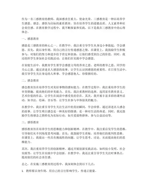 三感教育教师心得体会