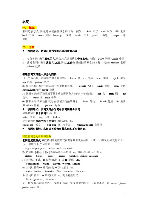 英语中考知识点：名词专讲