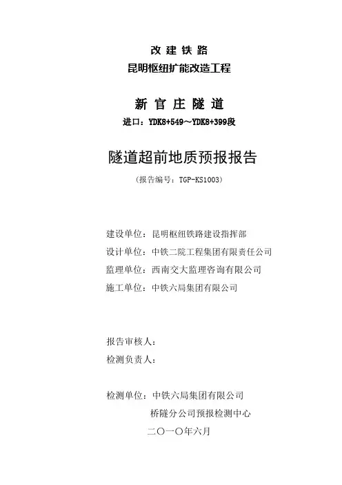 隧道出口超前地质预报报告