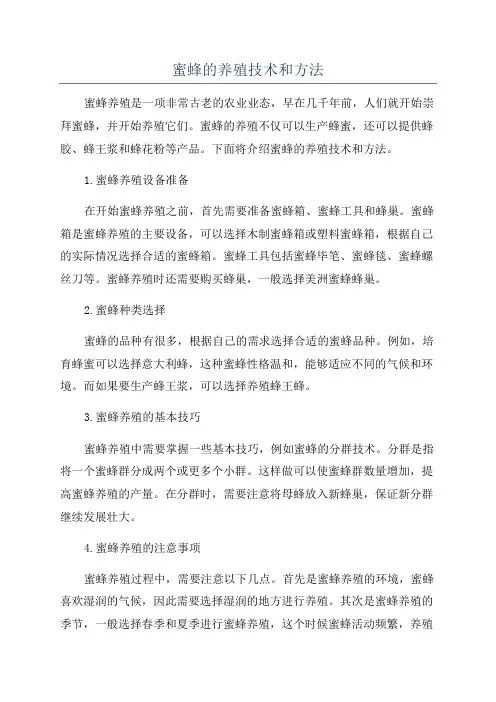 蜜蜂的养殖技术和方法