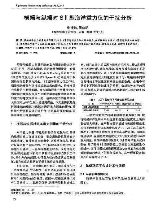 横摇与纵摇对SⅡ型海洋重力仪的干扰分析
