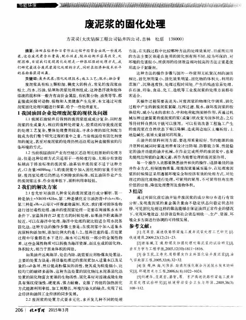 废泥浆的固化处理