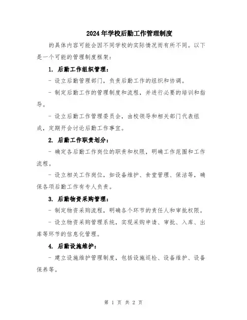 2024年学校后勤工作管理制度