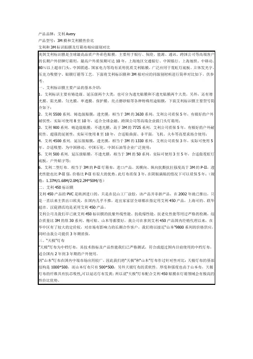 艾利、3m对比