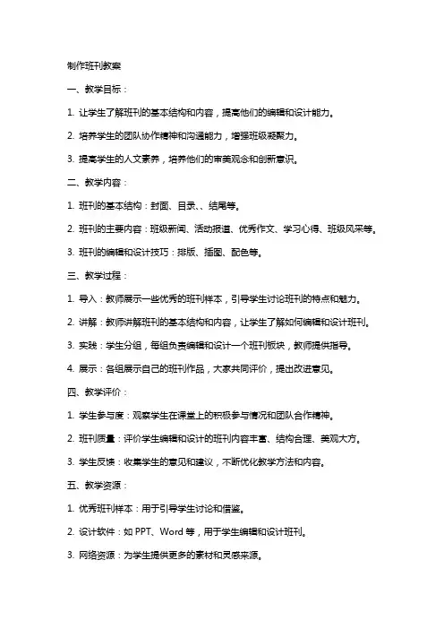 制作班刊教案可用