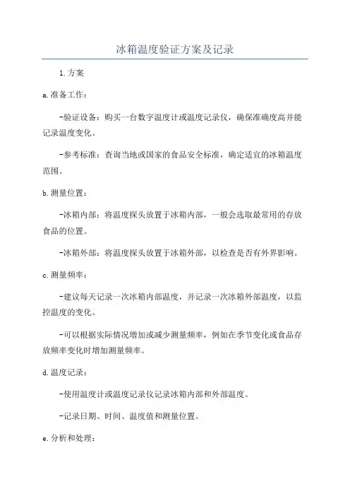 冰箱温度验证方案及记录
