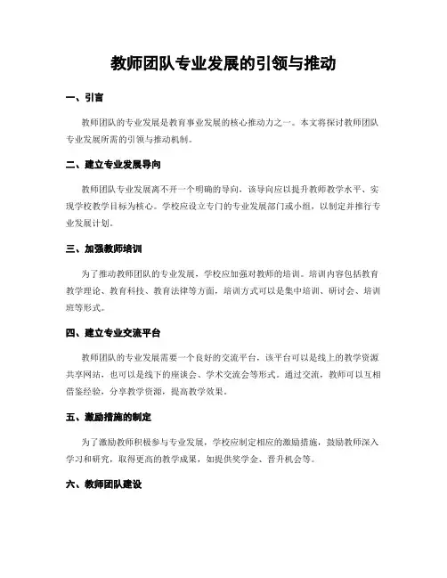 教师团队专业发展的引领与推动