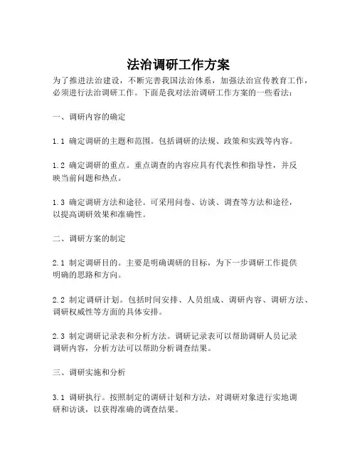 法治调研工作方案