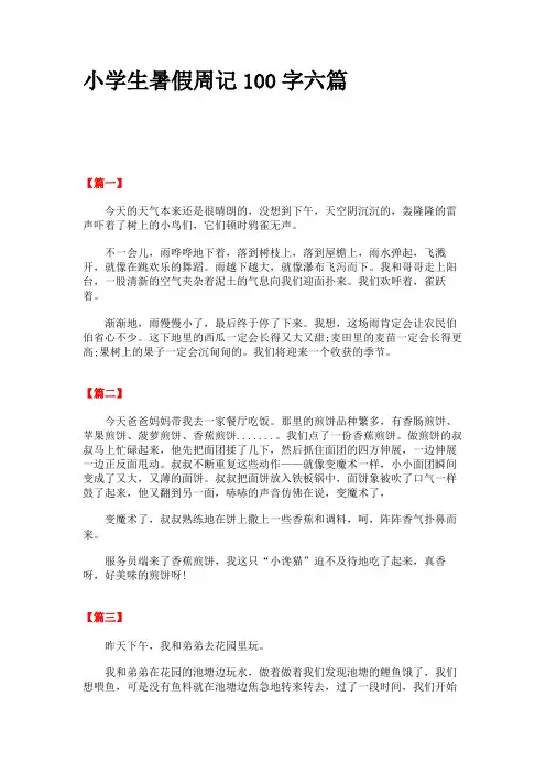 小学生暑假周记100字六篇