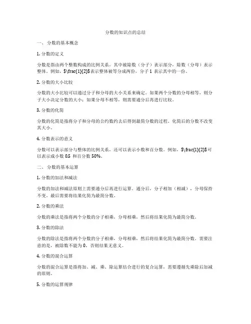 分数的知识点的总结