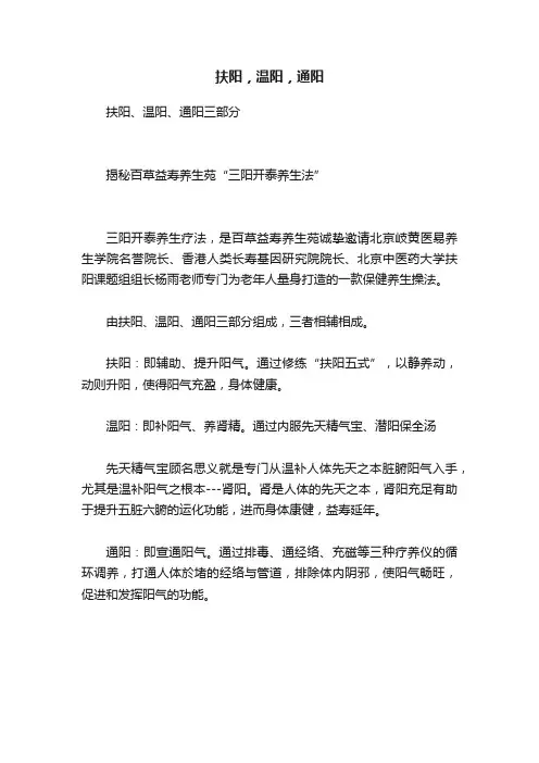 扶阳，温阳，通阳