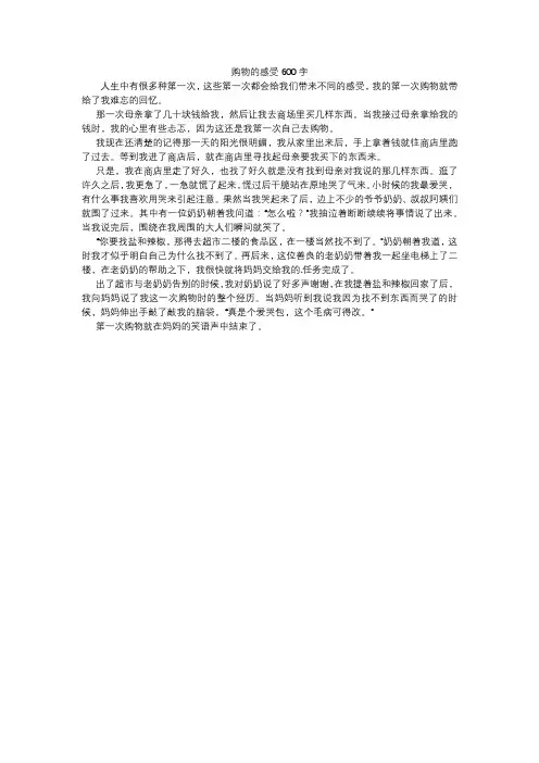 购物的感受600字