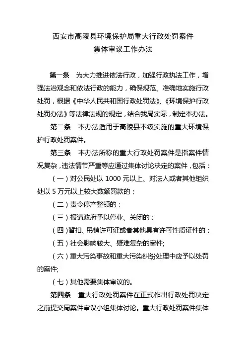 重大行政处罚案件集体审议办法