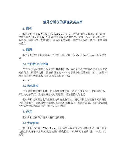 紫外分析仪的原理及其应用