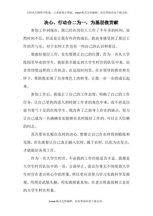 大学生村官征文
